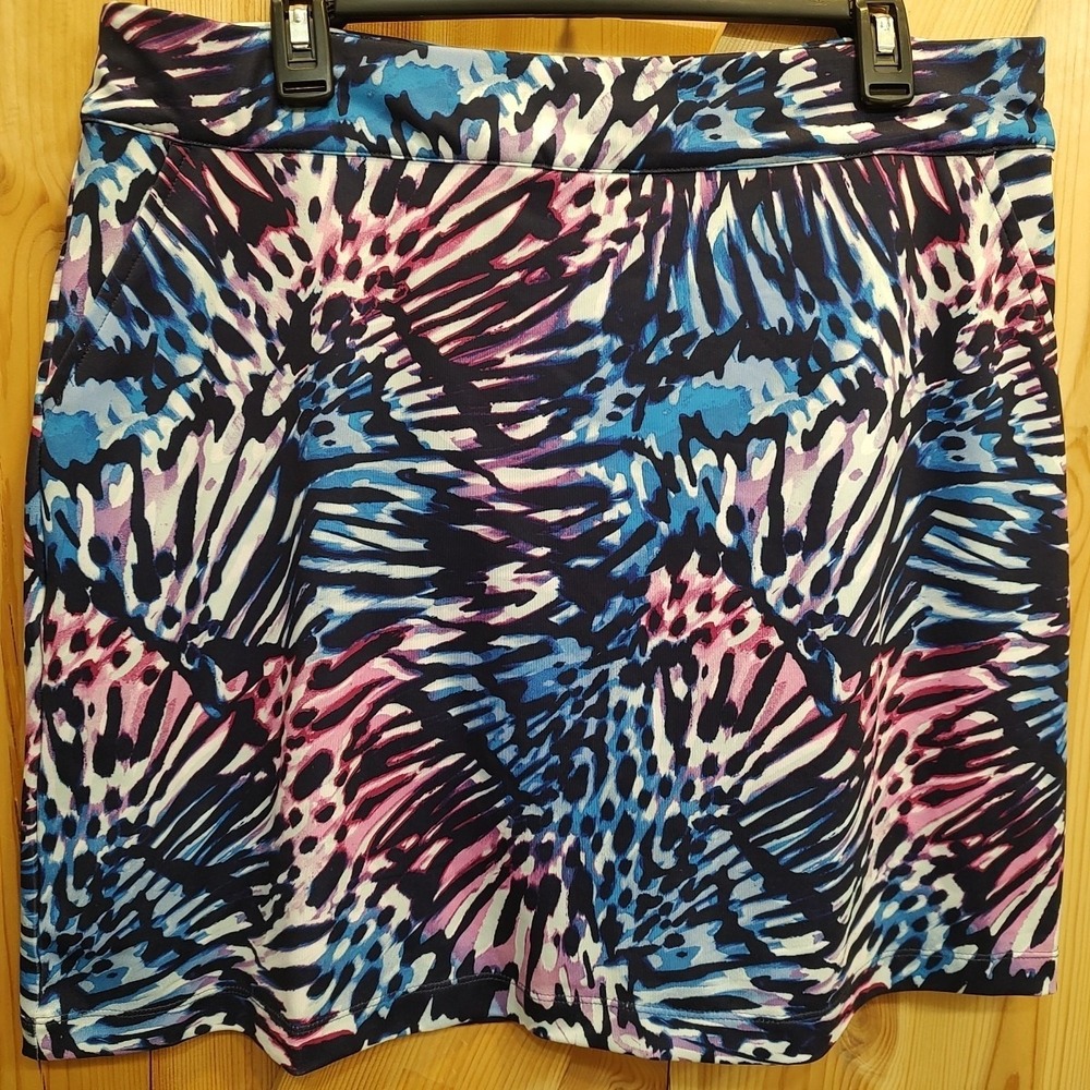 Coral‎ Bay Golf Women Pickleball Skort Sz Large Stretch Pockets Animal Print